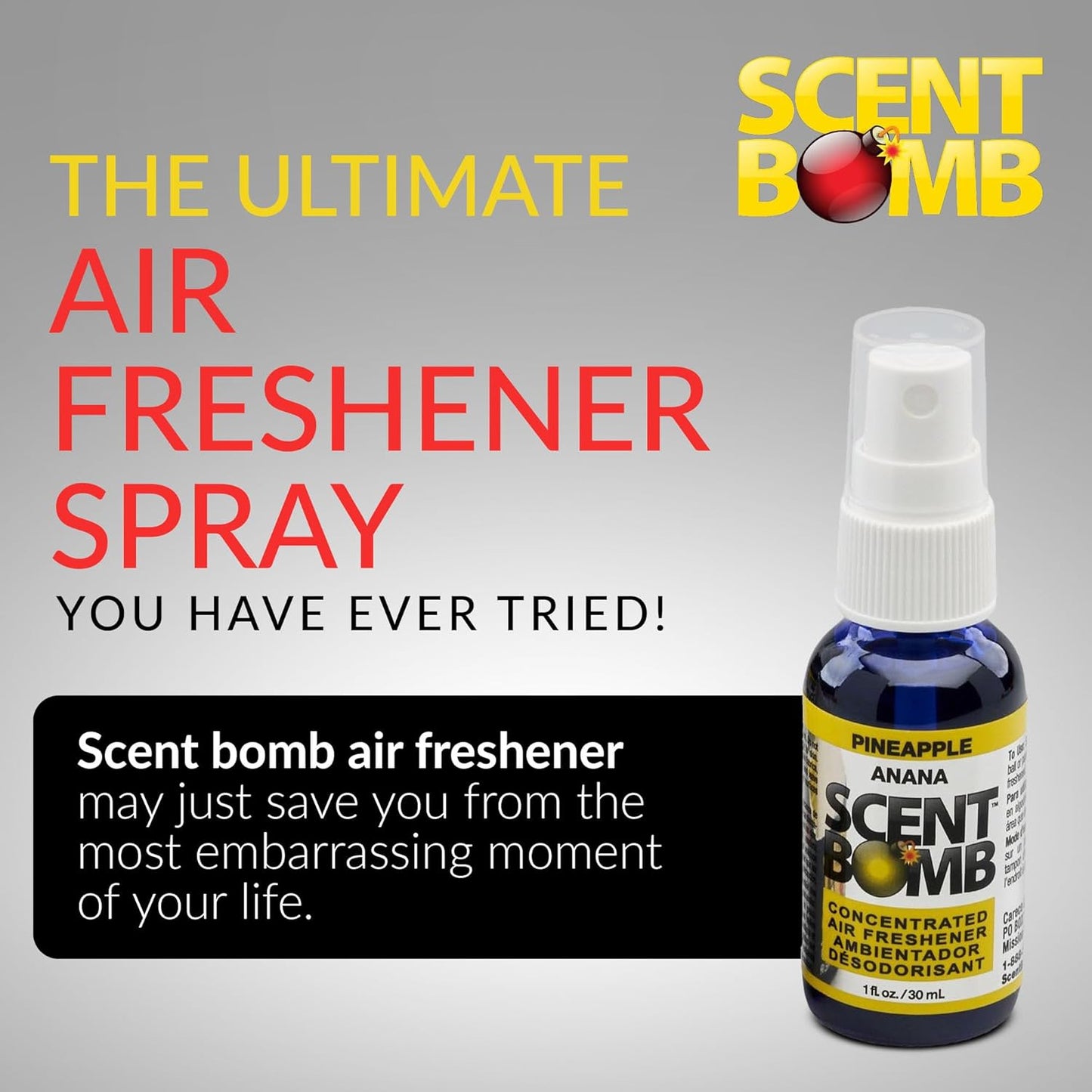 Scent Bomb Air Freshener Spray, Long-Lasting Odor Eliminator - Effective Deodorizer for Home & Car, Fresh Room Spray for Kitchen, Bathroom & Smell Neutralizer - 1 oz Pack of 4, Black Cherry Scent