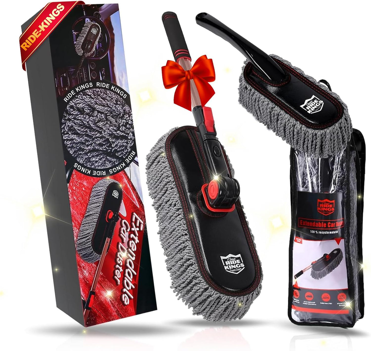 Car Duster Exterior Scratch Free,Car Dusters Extendable Handle Cleaning Exterior,Detailing Brush Kit for Truck,SUV,Caravan,Motorcycle,Wax Cotton Fabric,Waterless Wash Equipment