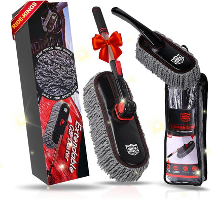 Car Duster Exterior Scratch Free,Car Dusters Extendable Handle Cleaning Exterior,Detailing Brush Kit for Truck,SUV,Caravan,Motorcycle,Wax Cotton Fabric,Waterless Wash Equipment