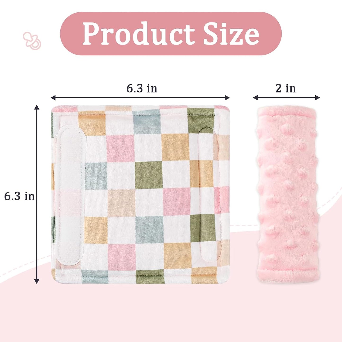 DILIMI Baby Car Seat Belt Covers, 2Pcs Carseat Shoulder Strap Pads, Soft Minky Car Seat Neck Covers, Newborn Car Seat Strap Protectors, Stroller Strap Covers for Baby Kids, Green Checkered