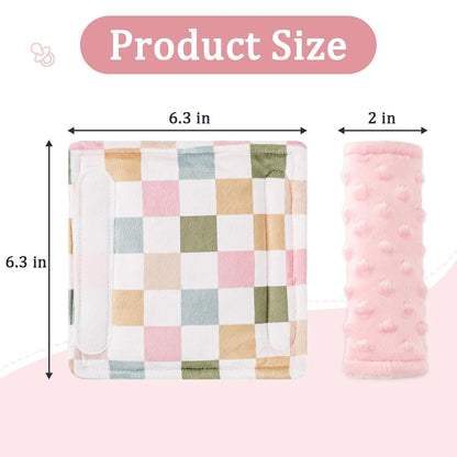 DILIMI Baby Car Seat Belt Covers, 2Pcs Carseat Shoulder Strap Pads, Soft Minky Car Seat Neck Covers, Newborn Car Seat Strap Protectors, Stroller Strap Covers for Baby Kids, Green Checkered