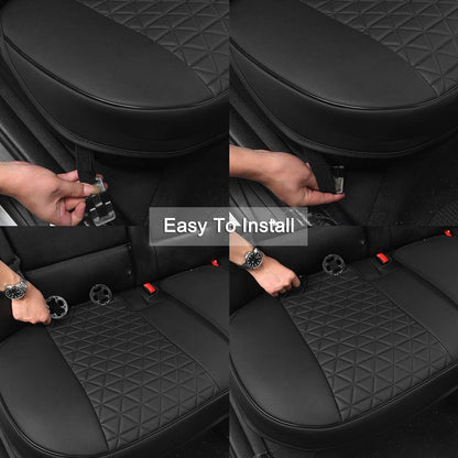 Black Panther Luxury Faux Leather Car Seat Cover Front Bottom Seat Cushion Cover, Anti-Slip and Wrap Around The Bottom, Fits 95% of Vehicles - 1 Piece,Black