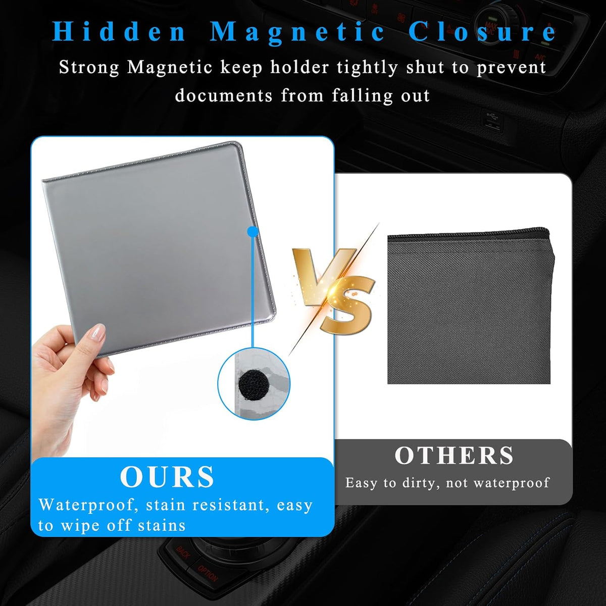 Kewucn 1 PC Car Registration Insurance Holder, Essential Auto Card Glove Box Organizer, Vehicle Interior Accessories Perfect for Most Car, Truck, SUV (10.55''×4.8'', Pink)