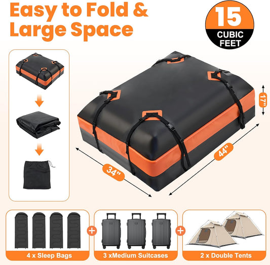 DUMOS Car Rooftop Cargo Carrier Bag Waterproof 20 Cubic Feet for All Cars | with Anti-Slip Mat, Combination Luggage Lock, Reinforced Straps & Door Hooks, Fit Vehicles with/without Roof Racks