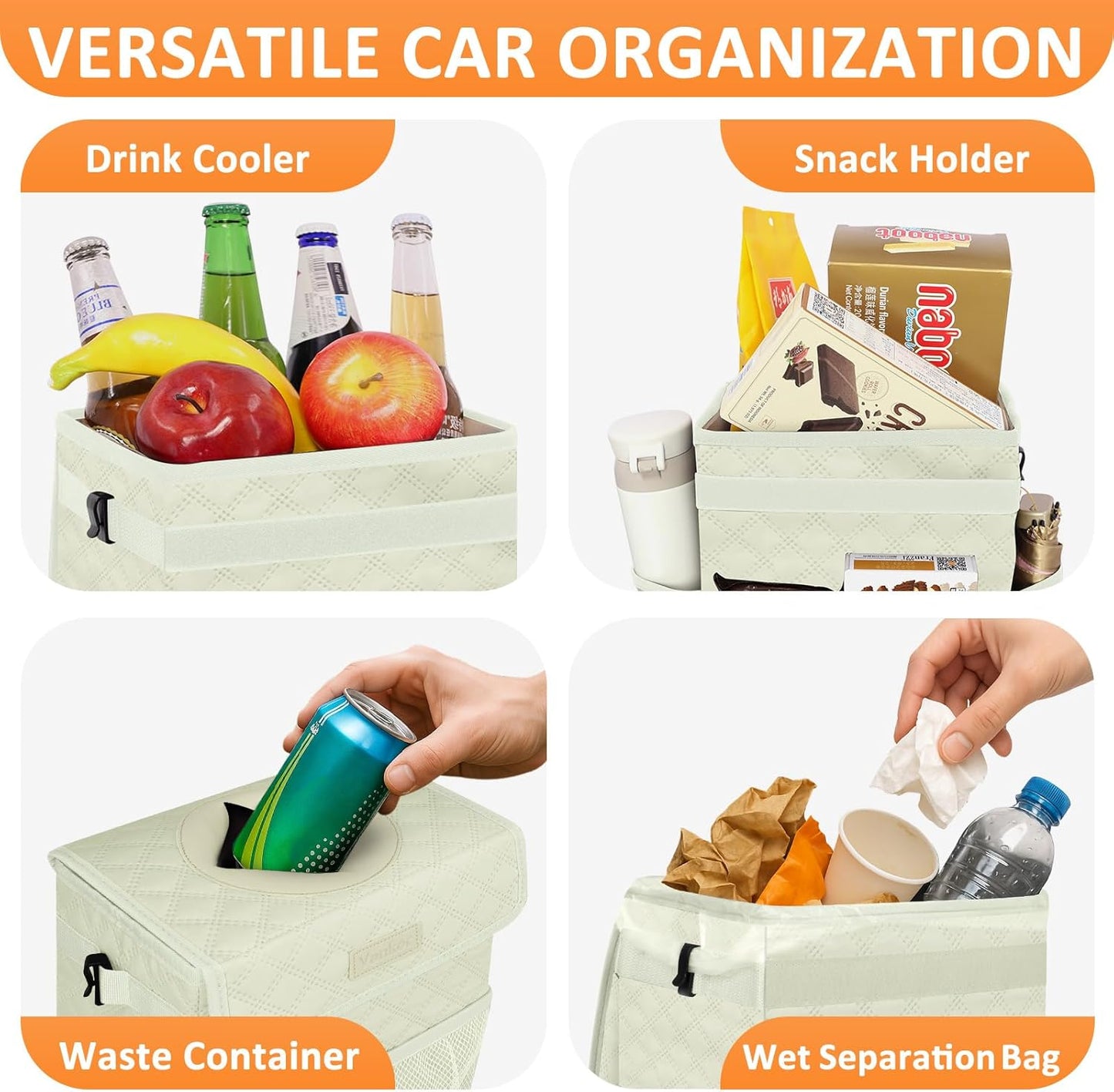 Vankor Car Trash Can Bin with Lid Hanging for Back Seat, Car Accessories for Women Men Leak Proof Automotive Garbage Cans Leakproof Vehicle Trash Can for Truck SUV Black