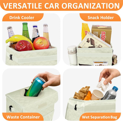 Vankor Car Trash Can Bin with Lid Hanging for Back Seat, Car Accessories for Women Men Leak Proof Automotive Garbage Cans Leakproof Vehicle Trash Can for Truck SUV Black