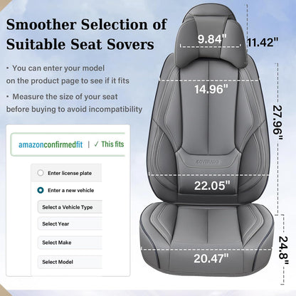 Coverado Seat Covers Full Set, Black Seat Covers for Cars 5 Seats, Car Seat Protector, Waterproof Nappa Leather Car Seat Cushion, Front and Rear Car Seat Cover Fit for Most Sedans SUV Pick-up Truck - Colors B