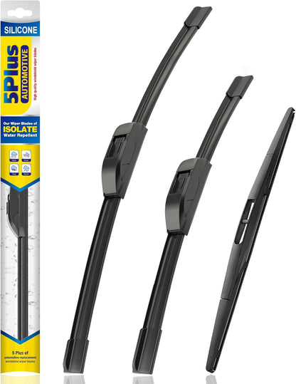 5 PLUS® Silicone Windshield Wipers Replacement for 2019-2024 Toyota RAV4/ 2006-2015 Mazda 5 Wiper Blades(Set of 3), Windshield Wiper Blades For My Car-26"/16"/12" - Colors B