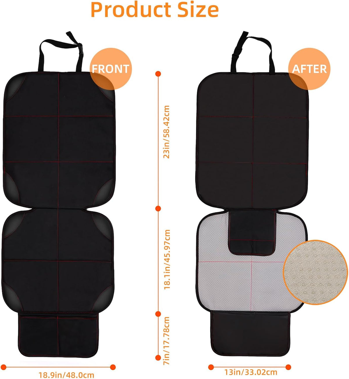 SMART ELF Car Seat Protector, 2Pack Seat Protector Protect Child Seats with Thickest Padding and Non-Slip Backing Mesh Pockets for Baby and Pet,Sedan SUV Truck (Black)