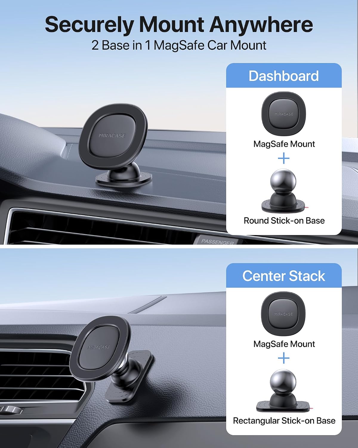 Miracase Phone Holders for Your Car with Metal Hook Clip, Air Vent Cell Phone Stand Car Mount, Universal Automobile Cradle for Garmin GPS Fit iPhone Android and All Smartphones, Dark Black