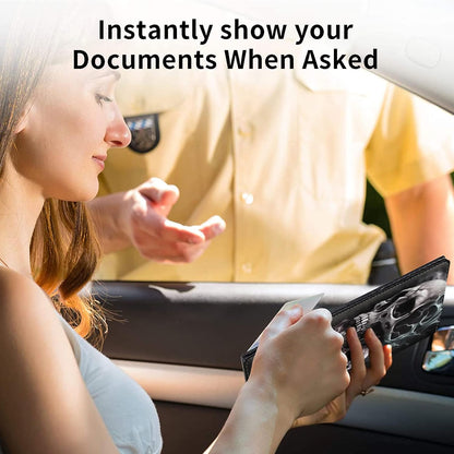 Car Registration and Insurance Holder, Leather Car Glove Box Organizer, Cool Car Accessories for ID, Driver's License Cards & Essential Document, business cards, Men&Women, Retro Audio Cassette