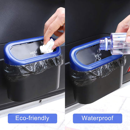 Accmor Car Trash Can with Lid, Mini Auto Dustbin Garbage Organizer Holder 2 Packs, Automotive Storage Container Bin with 60 Pcs Bags for Vehicle, Home, Office