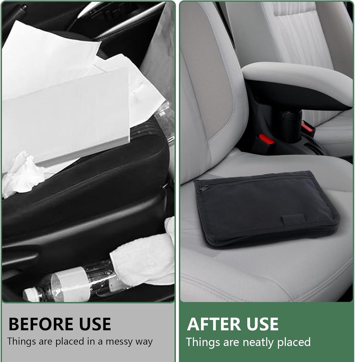 Car Registration and Insurance Holder,Glove Box Compartment Organizer,Zipped Design Owner Manual Case,Multi-Pocket Paperwork Glove Bag,Soft Document Organizer for Car Insurance License Cards Driver