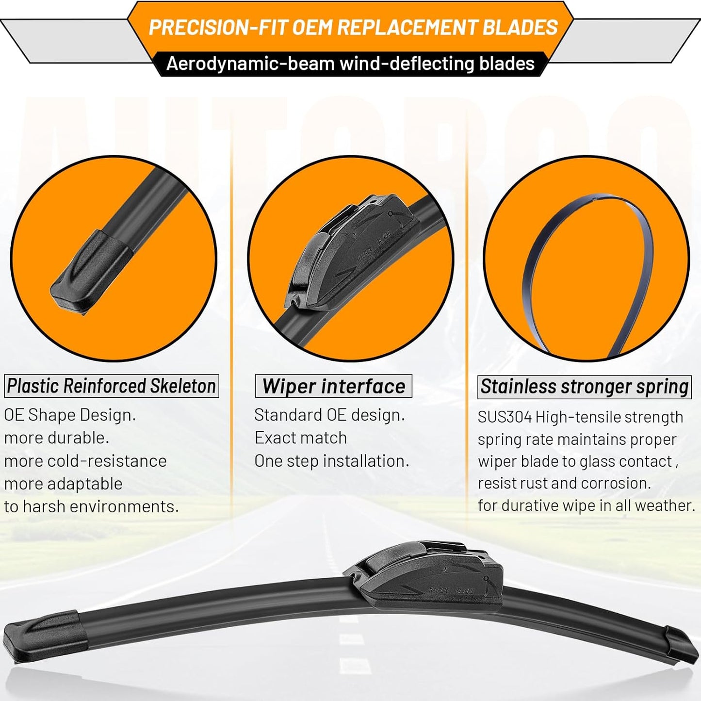 AUTOBOO 26"+19" Windshield Wipers Replacement for Tesla Model 3 2017 2018 2019 2020 2021 2022 2023 2024 2025 Model Y 2020 2021 2022 2023-2025 -Original Factory Quality (Pack of 2) - Colors B