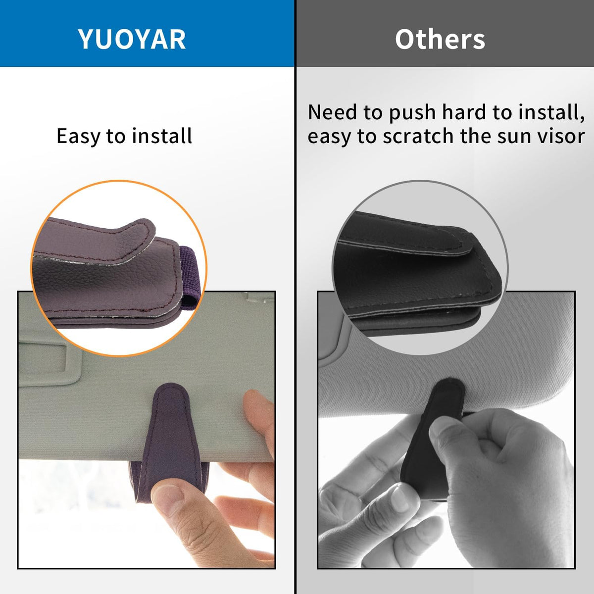 Yuoyar 2 Packs Magnetic Sunglass Holder for Car Visor (Grey) | Magnetic Interior Car Accessories