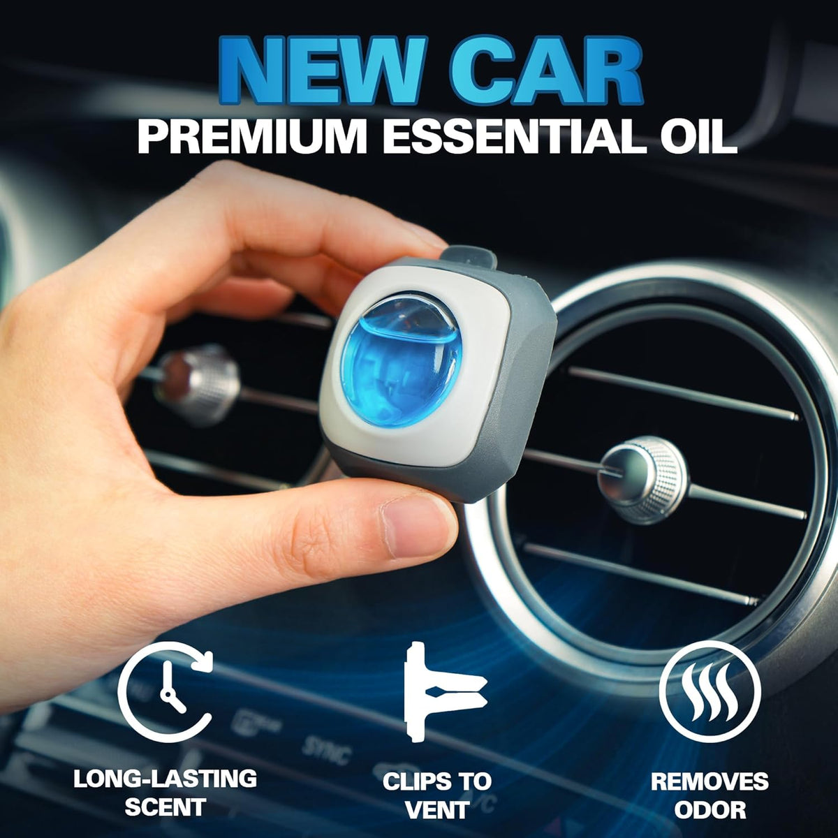 Air Jungles New Car Scent Car Air Freshener Vent Clip, 6 Count Long Lasting Up to 180 days, Natural Essential Oil Car Fragrance Accessories for Women and Men, Odor Eliminator - 4ml Each