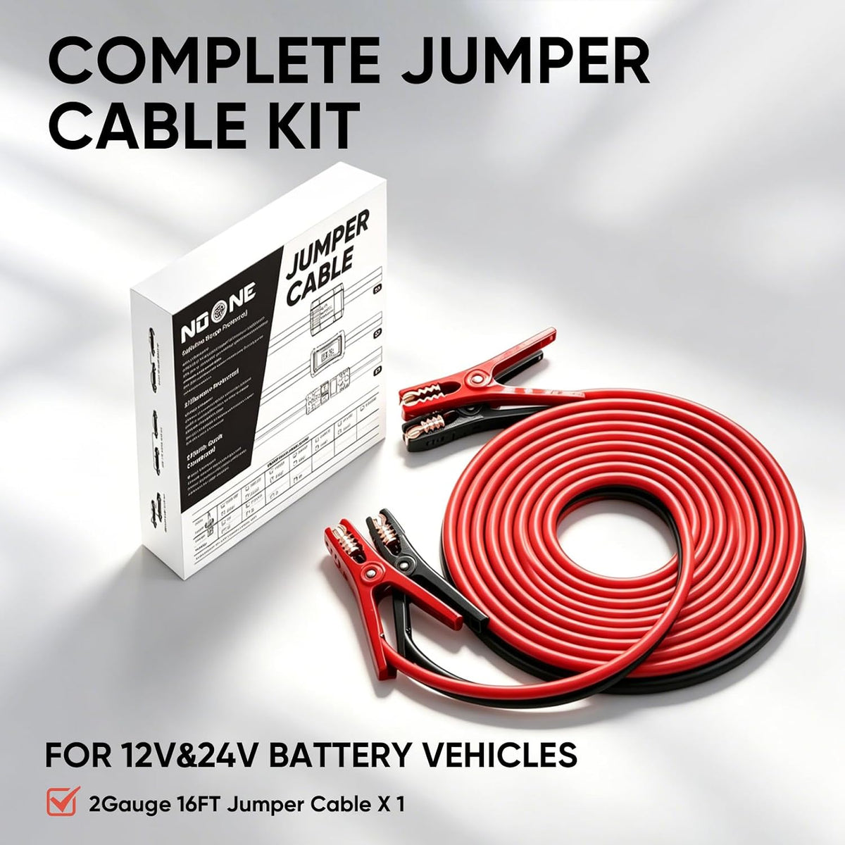 NOONE Jumper Cables for Car Battery, Heavy Duty Automotive Booster Cables for Jump Starting Dead or Weak Batteries (10-Feet)
