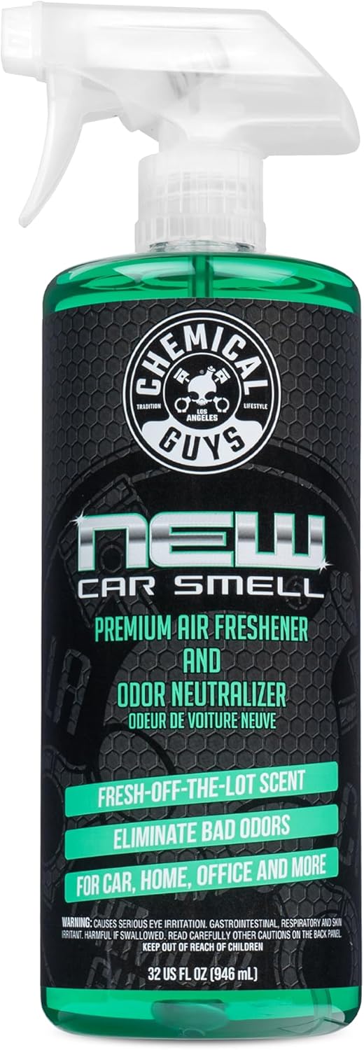 Chemical Guys New Car Smell Air Freshener and Premium Odor Eliminator Refreshes & Neutralizes Odors, Great Car Fresheners for Trucks, SUVs, RVs, and More - 16 Fl Oz (Pack of 2)