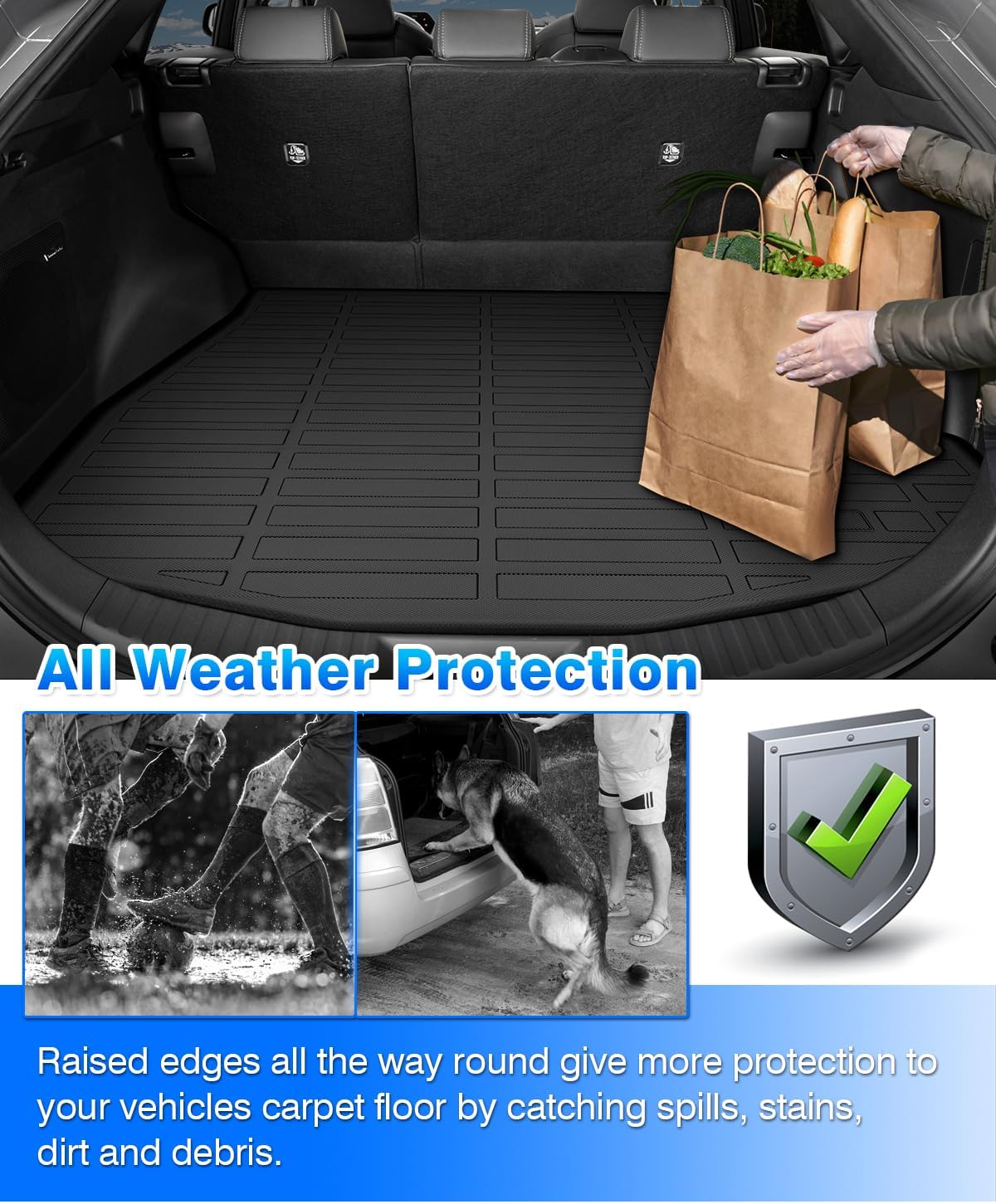Rav4 Cargo Liner - Trunk Mat for Toyota RAV4 2019-2024 2025, All Weather Cargo Mat for rav4 Accessories, Heavy Duty (Fit for All Models)