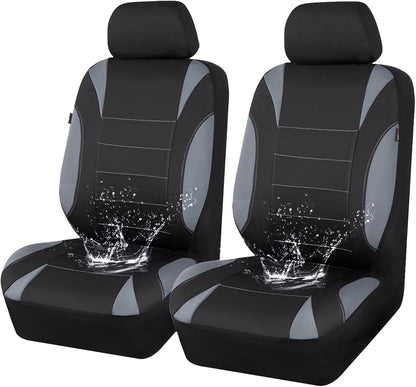CAR PASS Waterproof Car Seat Covers Front Seats Only with 5mm Composite EVA, Neoprene Car Seat Cover with Separate Headrest Cover, Quick Setup Universal Fit for Car SUV Trucks,Airbag Compatible（Gray