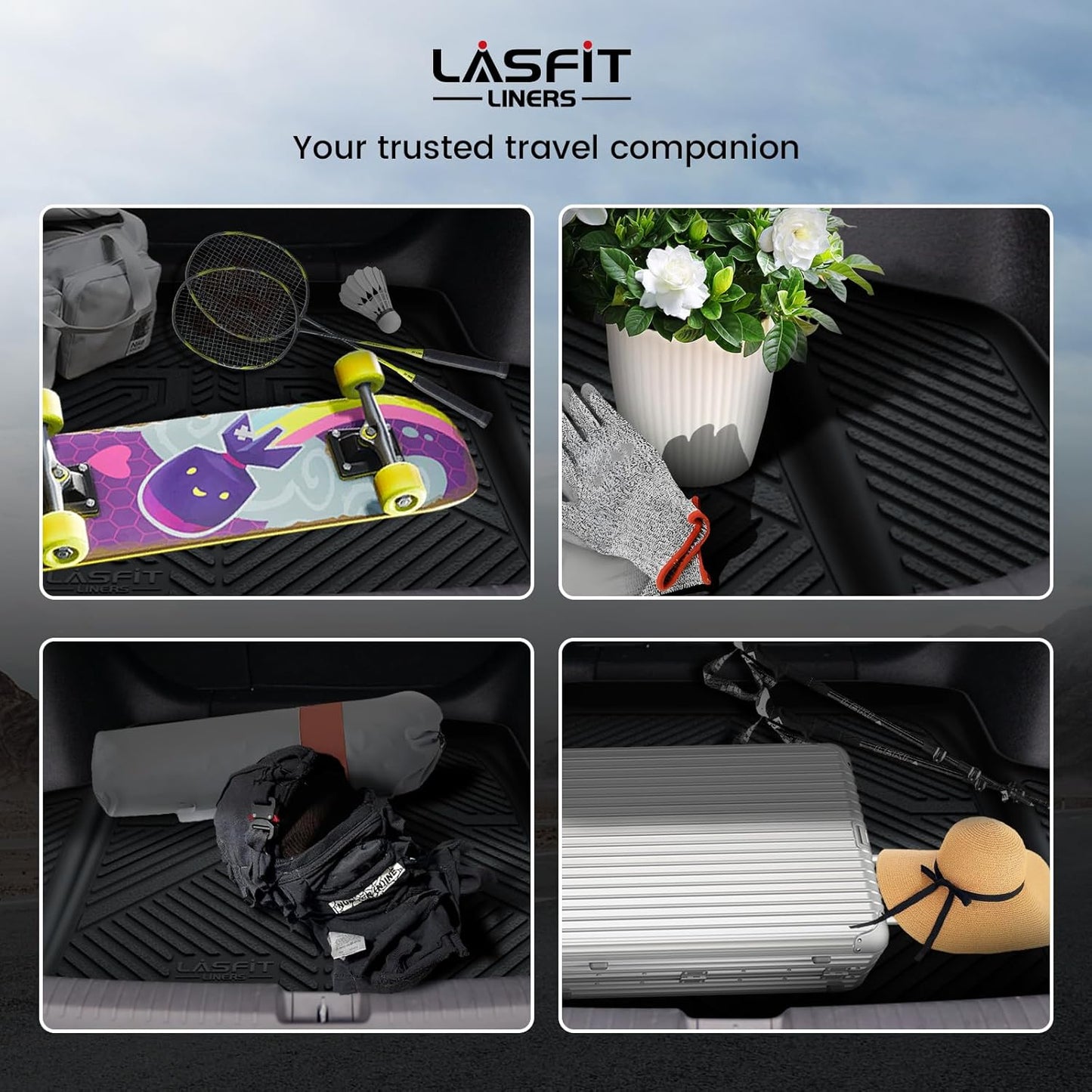 LASFIT Cargo Liner for Honda CR-V 2026 2025 2024 2023 (Gasoline & Hybrid & e:FCEV) All Weather TPE Car Trunk Mat (Upper Position), Cargo Only Black