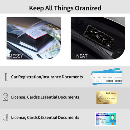 Car Registration and Insurance Holder, Leather Car Glove Box Organizer, Cool Car Accessories for ID, Driver's License Cards & Essential Document, business cards, Men&Women, Retro Audio Cassette