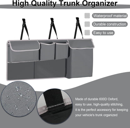 UYYE Trunk Hanging Organizer, Backseat Bag, Car Interior Accessories with 4 Pockets & 2 Mesh Pouches for Groceries, Will Provide More Storage Trunk Space for SUV, Jeep, MPVs