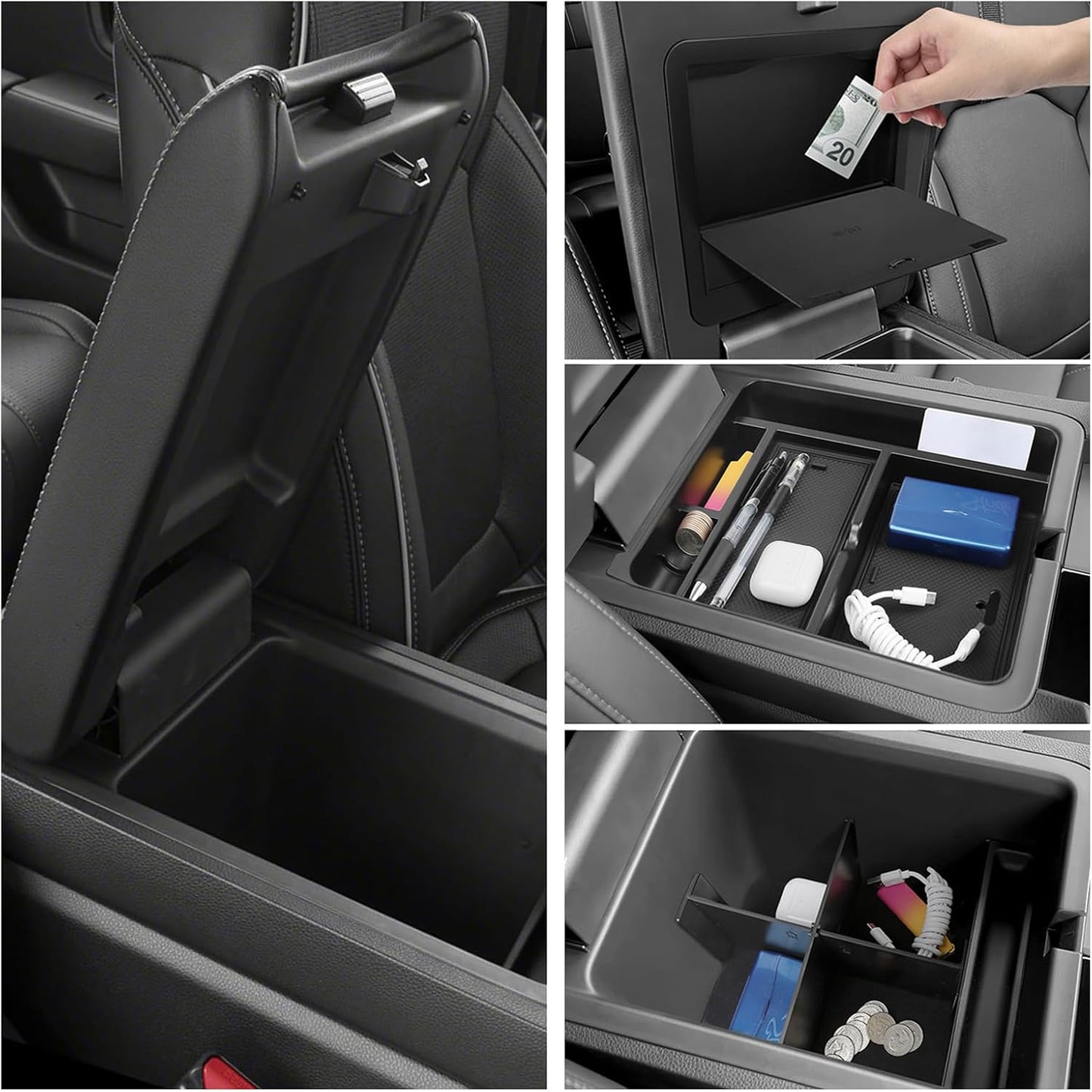 Glove Box Dividers Organizer Compatible with Toyota 2016-2020 2021 2022 2023 Tacoma Accessories Black ABS Material Center Console Organizer