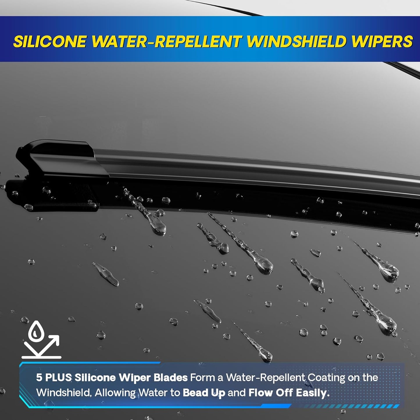 5 PLUS® Silicone Windshield Wipers Replacement for 2019-2024 Toyota RAV4/ 2006-2015 Mazda 5 Wiper Blades(Set of 3), Windshield Wiper Blades For My Car-26"/16"/12" - Colors B
