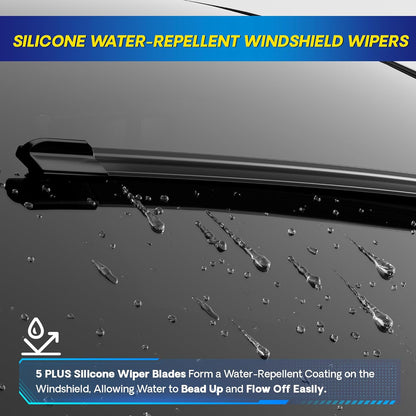 5 PLUS® Silicone Windshield Wipers Replacement for 2019-2024 Toyota RAV4/ 2006-2015 Mazda 5 Wiper Blades(Set of 3), Windshield Wiper Blades For My Car-26"/16"/12" - Colors B