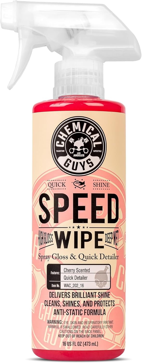 Chemical Guys Speed Wipe Quick Detailer - High Gloss, Streak-Free Shine, Detail Spray for Cars, Trucks, Motorcycles, RVs, and More, Safe on Paint, Glass, Wheels, and Trim, Cherry Scent, 128 fl oz