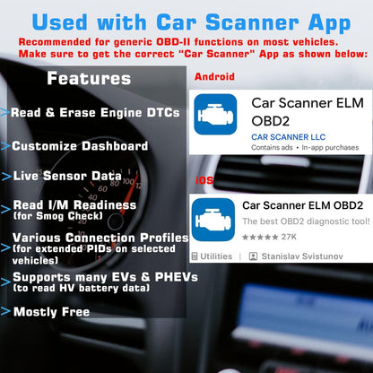 Veepeak OBDCheck BLE Bluetooth OBD II Scanner for iOS & Android, Car Wireless Check Engine Light Code Reader Diagnostic Tool