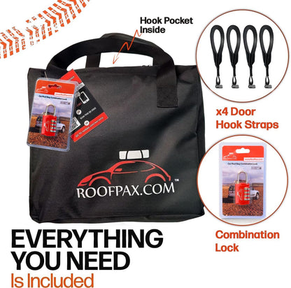 RoofPax 23 cft. Extra Waterproof Rooftop Cargo Carrier Bag, Double Weatherproof Zippers,10 Heavy-Duty Tie-Down Straps fit Cars with/Without a Rack or Side Rails, Safety Hooks Included