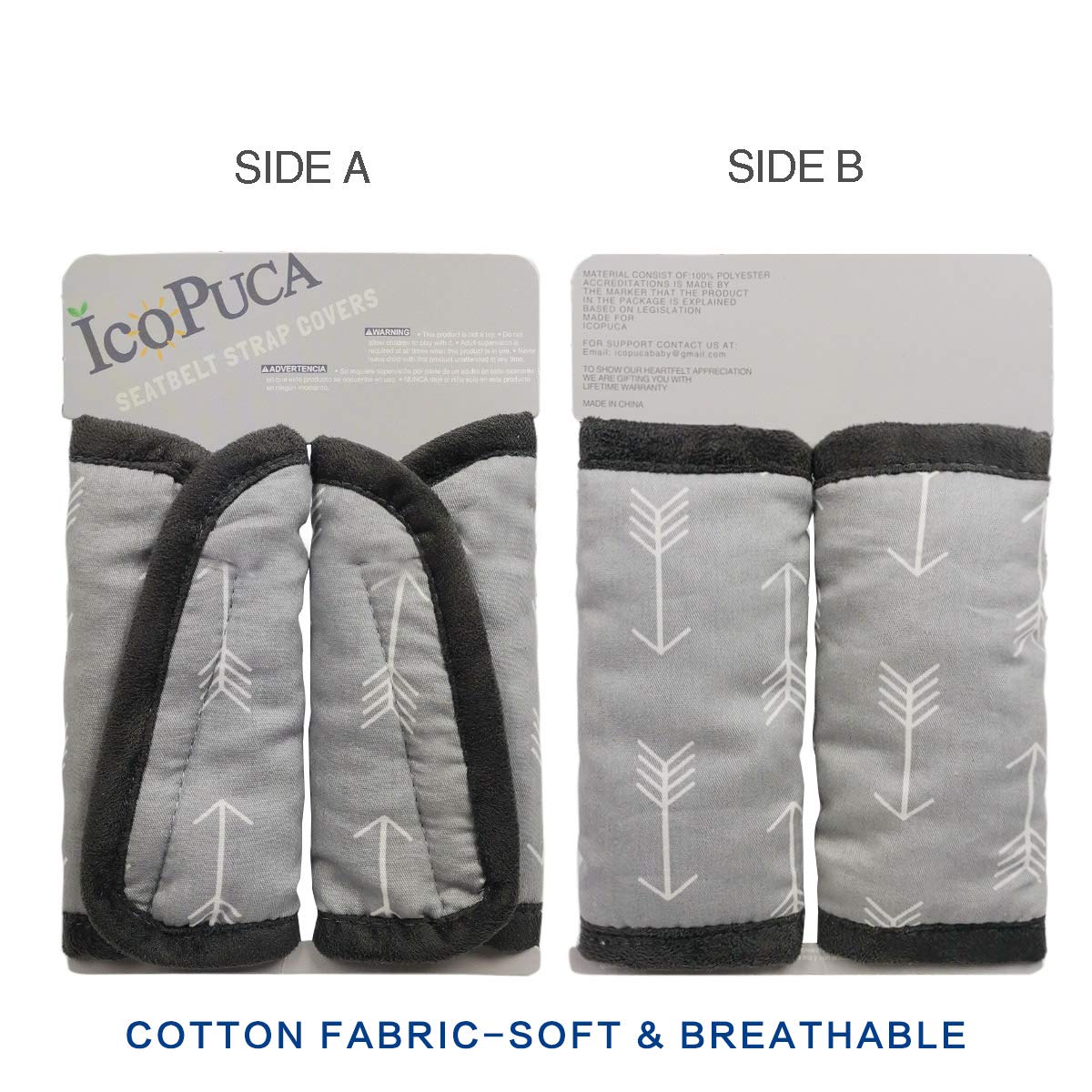 Car Seat Strap Covers for Baby Kids, Seat Belt Covers Strap Pads Cushion for boy Girl, Protect Neck and Shoulder rubbing, Anti-Slip Design, Universal for Stroller/Carrier/Pushchair Grey