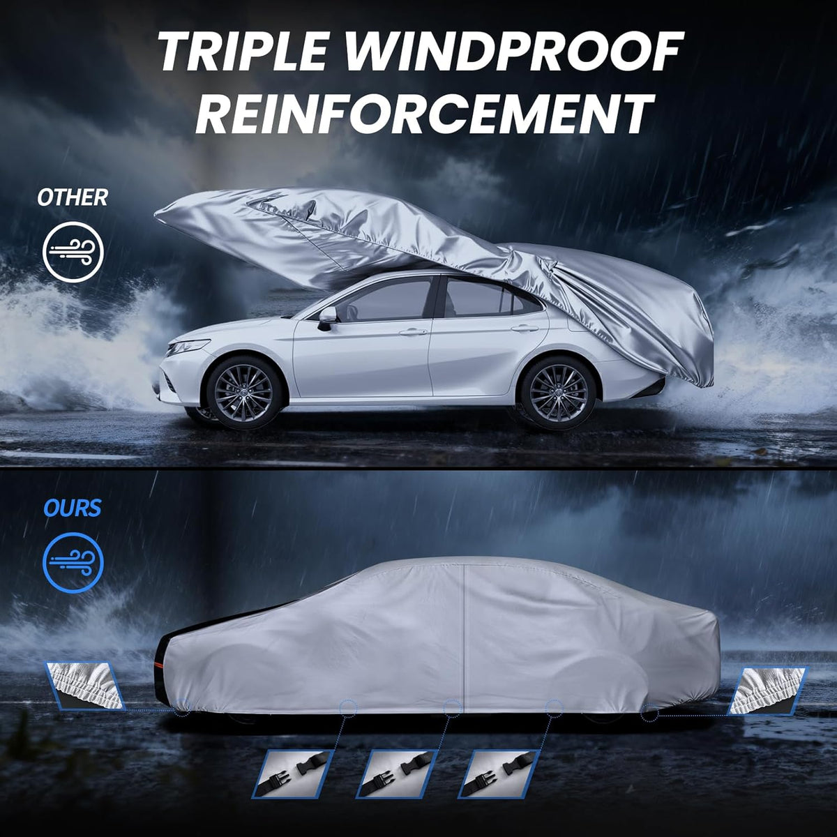 Coupe Car Cover Waterproof All Weather, 10 Layers Outdoor Car Covers for Muscle Car - Sun & Rain Protector Full Exterior Covers. Custom Fit Ford Mustang, Shelby Camaro, etc C4(Gift Towel/Storage Bag)