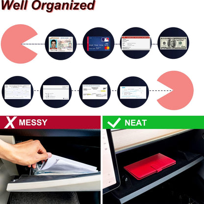 RSAquar Car Registration and Insurance Holder, Vehicle Glove Box Organizer Cool Car Accessories, Auto Truck Document Holder for Cards, Driver License, Black Glitter