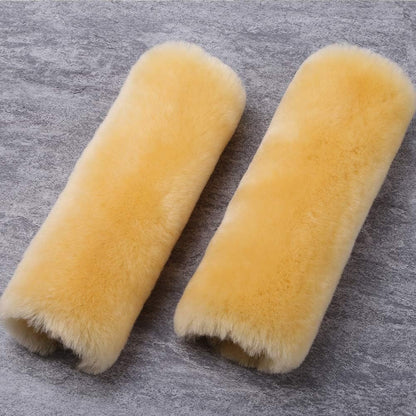 OGLAND Authentic Sheepskin Car Seat Belt Pad,2 Pack Soft Seat Belt Cover for Shoulder Pad Neck Cushion Protector Car Accessories by Genuine Natural Merino Wool (Misty Gray) - Colors B