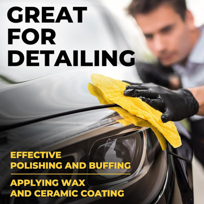 Super Soft Microfiber Towels for Cars - Edgeless - 6pk (12”x12”) - Premium Scratch-Free Towel - Great for Drying, Detailing, Polishing, Buffing - Ultra Absorbent Microfiber Cleaning Cloths for Car