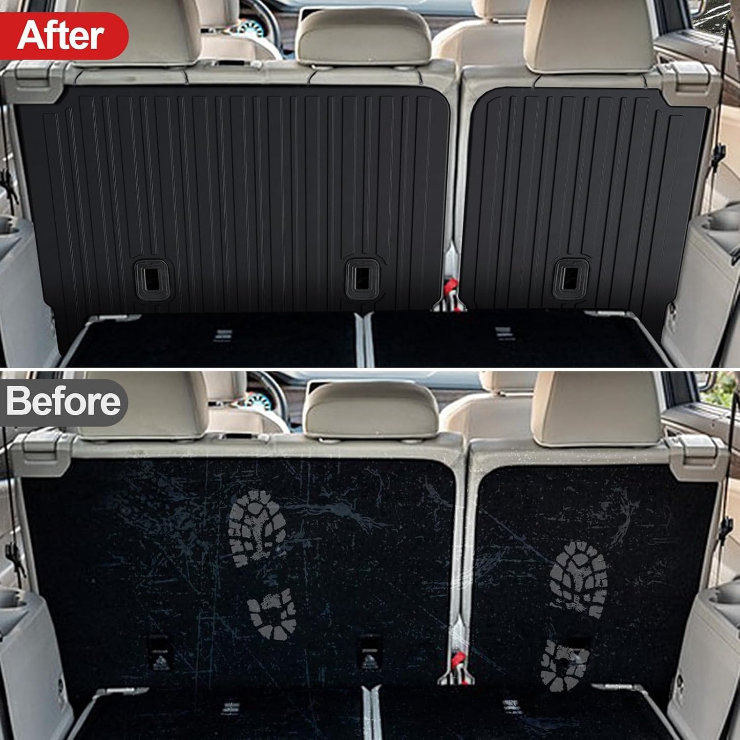 Floor Mats for 2018-2025 2026 Volkswagen Atlas 7 Passenger Bench Seating (Not for Cross Sport), All Weather TPE Durable Cargo Mat with Backrest Mats for VW Atlas Accessories