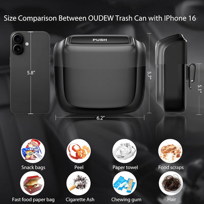 2 Packs Car Trash Can with Lid，Built-in Storage Garbage Bag，Leakproof Vehicle Trash，Car Accessories for Interior,Mini Garbage Bin for Automotive, Office, Kitchen,Bedroom，with 60pcs Trash Bags
