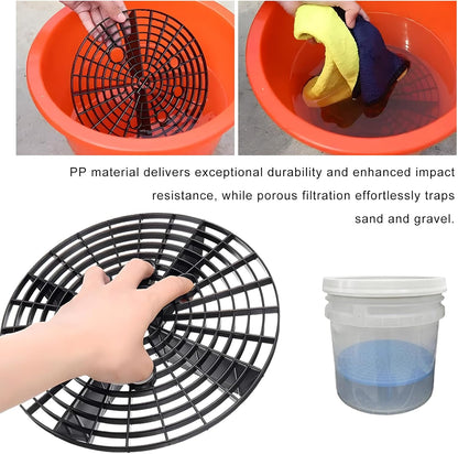 2 PCS Car Wash Bucket Insert, Auto Detail Grit Trap Wash Filter Removes Dirt & Debris, Dirt Guard Insert Fits 12-Inch Diameter or 3-5 Gallon Buckets for Car Detailing Cleaning (Black+Red)