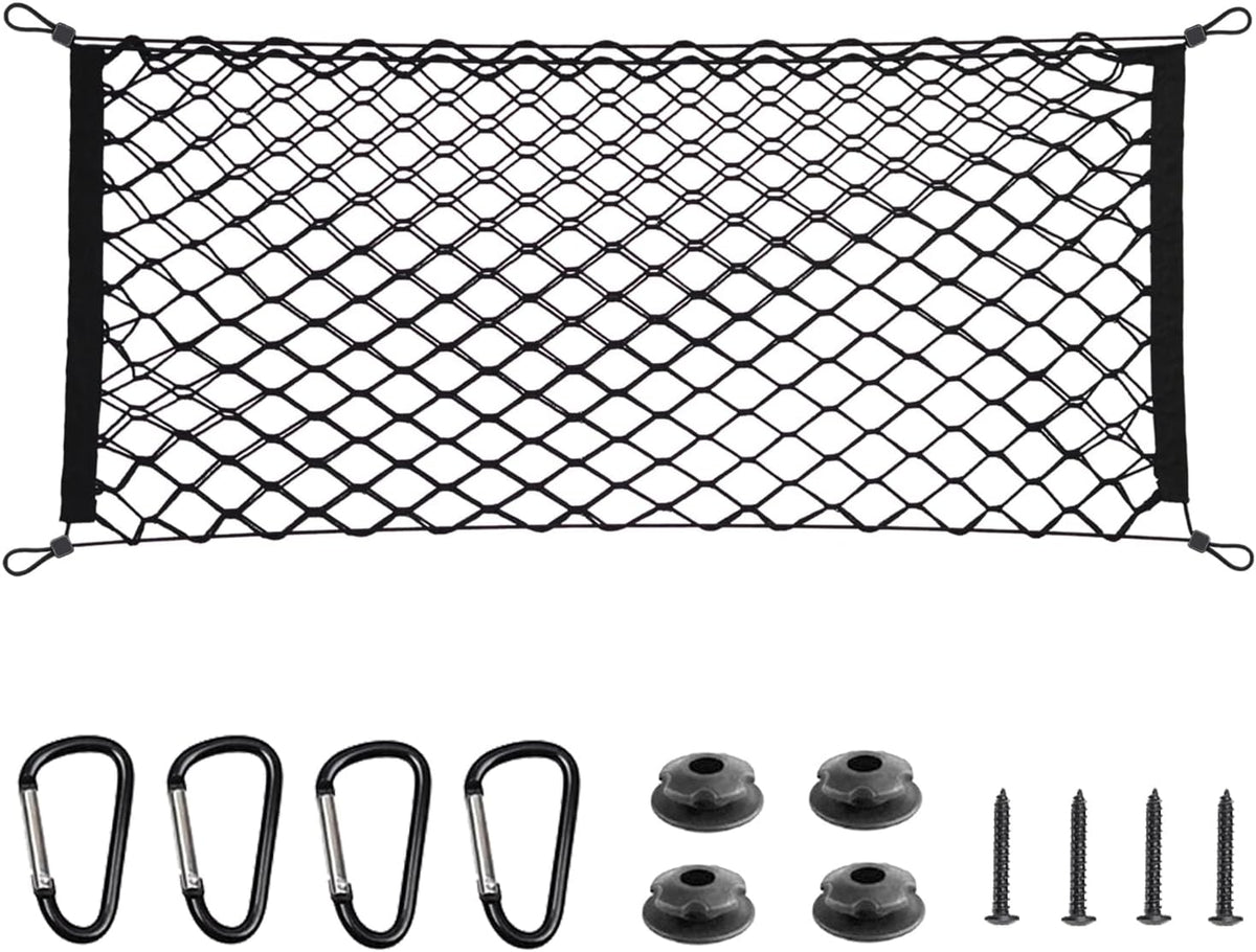 BAILALIBO Cargo Net Stretchable, Adjustable Elastic Trunk Mesh Nets with Metal Hook Universal for SUV, Jeep, Trucks, Car Exterior Accessories for Secure Storage (35.4x15.8 inch)