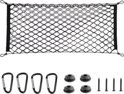 BAILALIBO Cargo Net Stretchable, Adjustable Elastic Trunk Mesh Nets with Metal Hook Universal for SUV, Jeep, Trucks, Car Exterior Accessories for Secure Storage (35.4x15.8 inch)