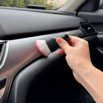 Car Detailing Brush, Soft Bristle Cleaning Brush, Scratch-Free Auto Duster Tool for Dashboard, Air Vents, Leather & Interior Cleaning (Black&Brown)