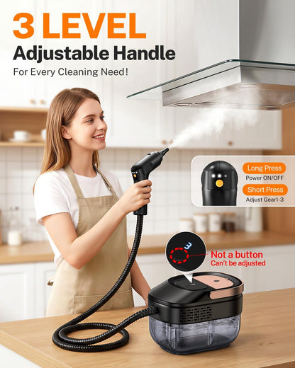 ODSD Steam Cleaner for Home & Car, 15s Fast Heating Handheld Steam Cleaner with 1.6L Tank, 3-Level Pressurized Steamer for Cleaning Tile, Grout, Sofa & Car Detailing