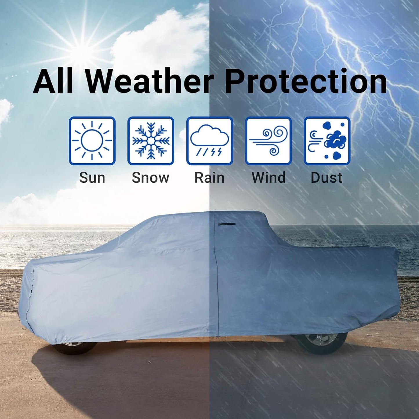 iCarCover 15-Layer Car Cover Waterproof All Weather | Premium Quality Car Covers for Automobiles, UV Protection, El Camino, Impala, Bel Air, Monte Carlo, Galaxie, Charger, Size C21 (See Size Chart) - Colors A
