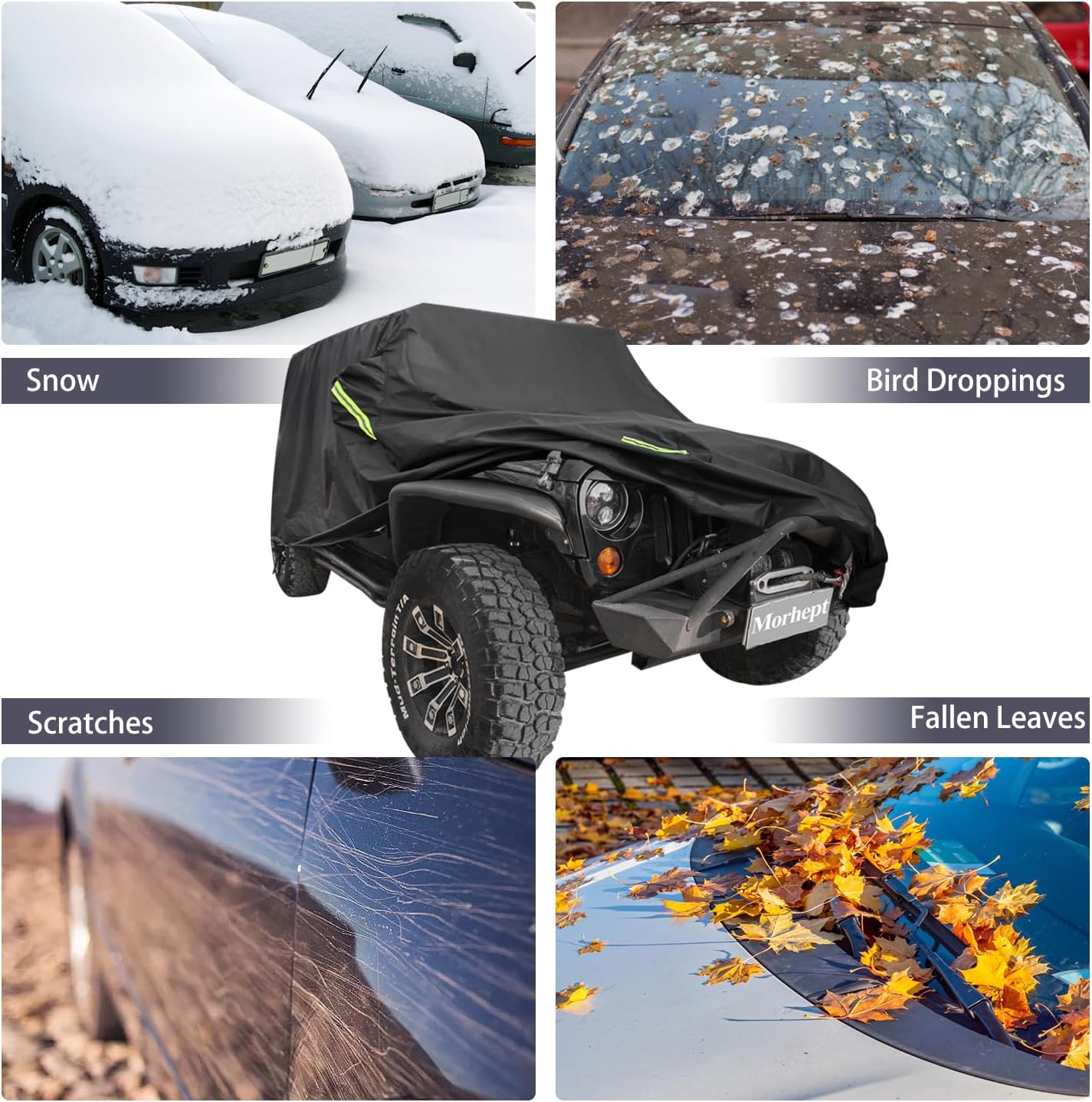 Car Cover Waterproof All Weather for Automobiles, Outdoor Full Exterior Covers for Sedan Black(Suggest Car Length from 194"-208")