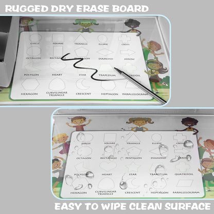 MENZOKE Kids Travel Tray for Toddler Car Seat, Road Trip Activities for Kids with iPad Holder Stand & Dry Erase Board, Road Trip Essentials Accessories Lap Tray as Travel Gifts for Kid, Pink