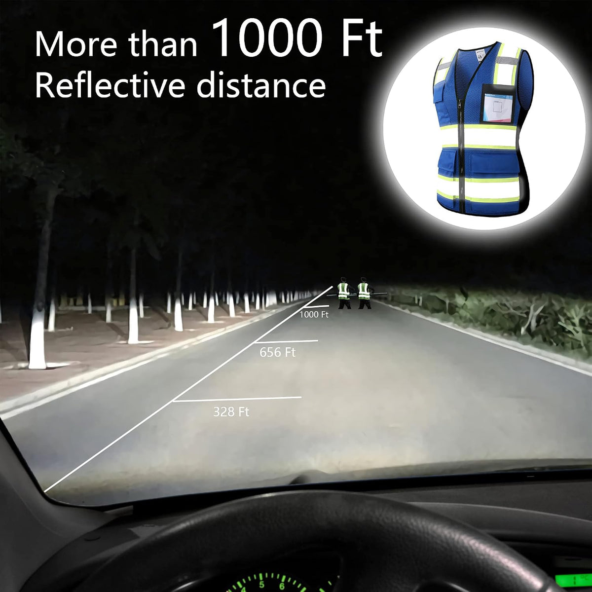 Reflective High Visibility Safety Vest for Men Women with Pockets Zipper Front Meets ANSI/ISEA Standards