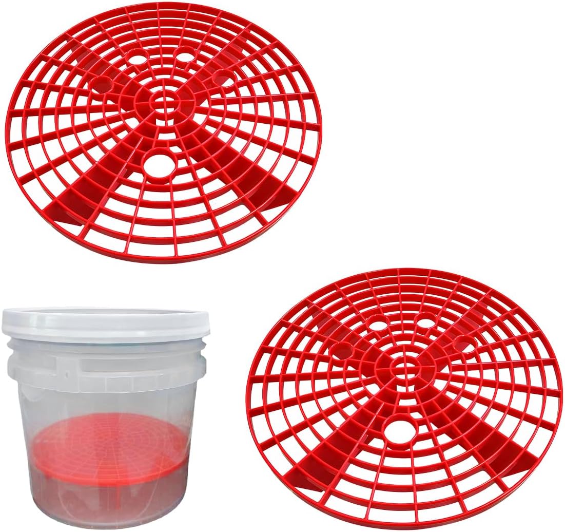Yourkar Car Wash Bucket Inserts - 2 PCS Plastic Grit Trap for Vehicle Detailing, Auto Dirt Collectors, Fits 12 Inch Diameter Bucket, Universal Car Accessories (Black)